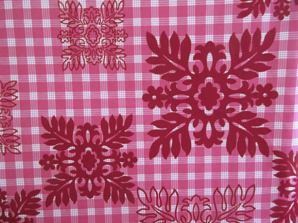 Fabric, Hawaiian Quilt Blocks on Palaka Pink, by the Half or Full Yard