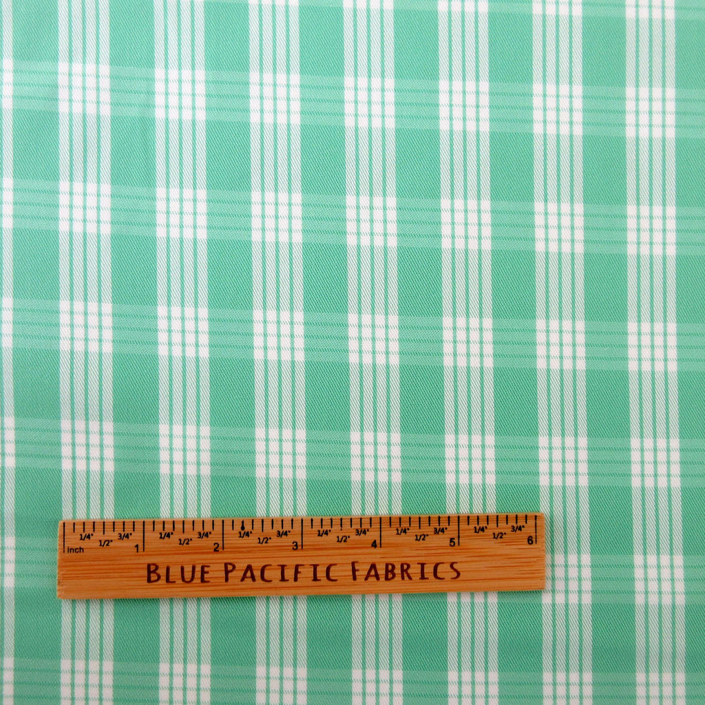 Fabric, Lettuce Green Palaka Hawaiian Plaid, 100% Cotton Yarn Dyed Woven, By the Half or Full Yard