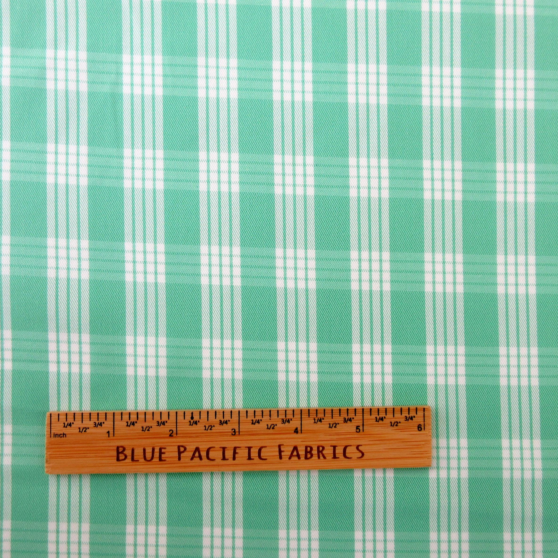 Fabric, Lettuce Green Palaka Hawaiian Plaid, 100% Cotton Yarn Dyed Woven, By the Half or Full Yard