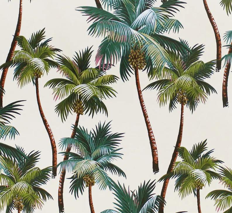 BARKCLOTH Fabric, Palm Trees on Natural, Large Scale Hawaii Tropical, By the Yard