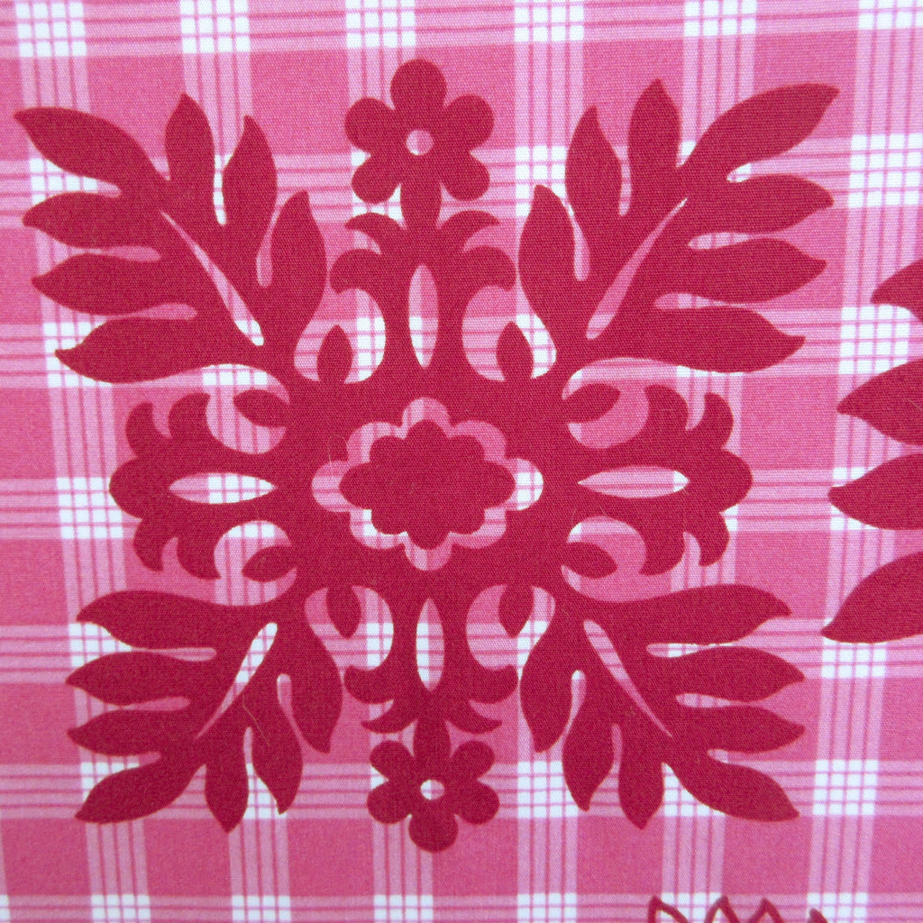 Fabric, Hawaiian Quilt Blocks on Palaka Pink, by the Half or Full Yard