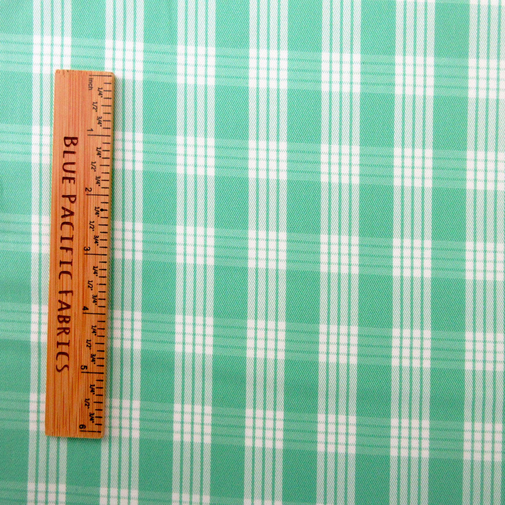 Fabric, Lettuce Green Palaka Hawaiian Plaid, 100% Cotton Yarn Dyed Woven, By the Half or Full Yard
