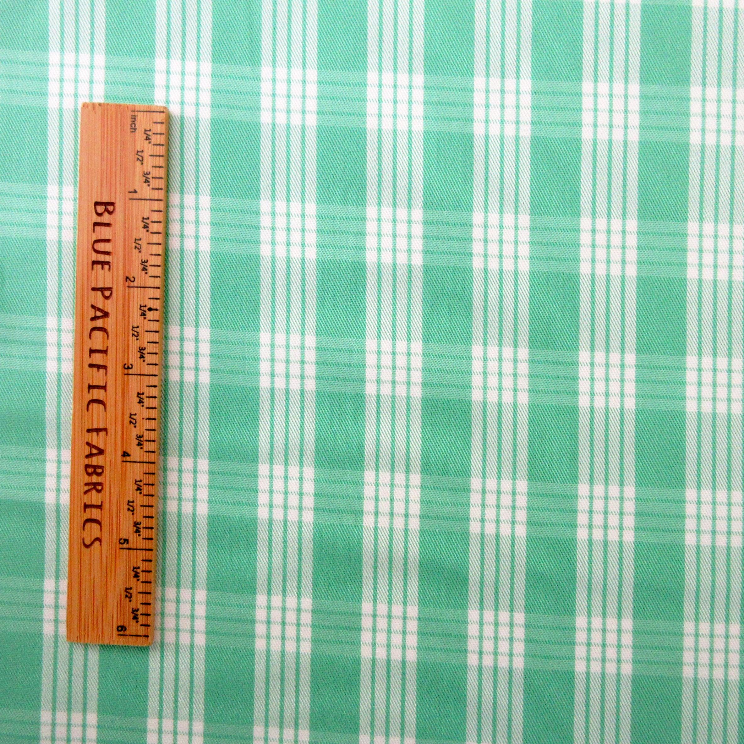 Fabric, Lettuce Green Palaka Hawaiian Plaid, 100% Cotton Yarn Dyed Woven, By the Half or Full Yard