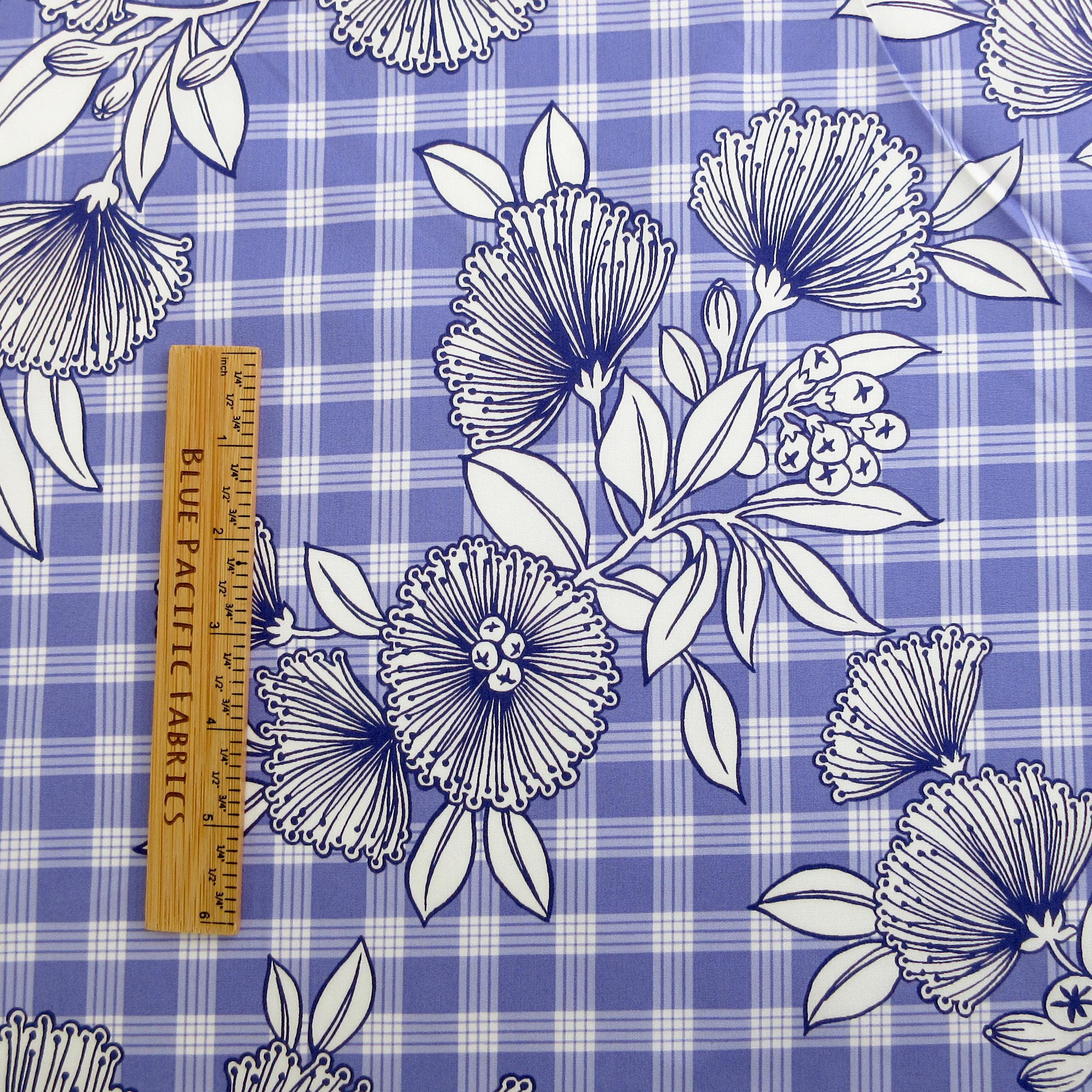 Hawaii Fabric, Lehua Flowers on Palaka Lavender, By the Half or Full Yard