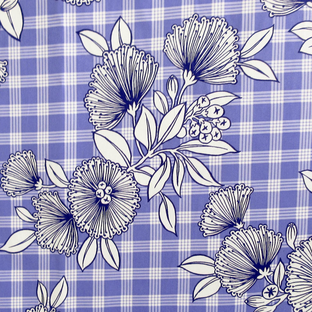 Hawaii Fabric, Lehua Flowers on Palaka Lavender, By the Half or Full Yard