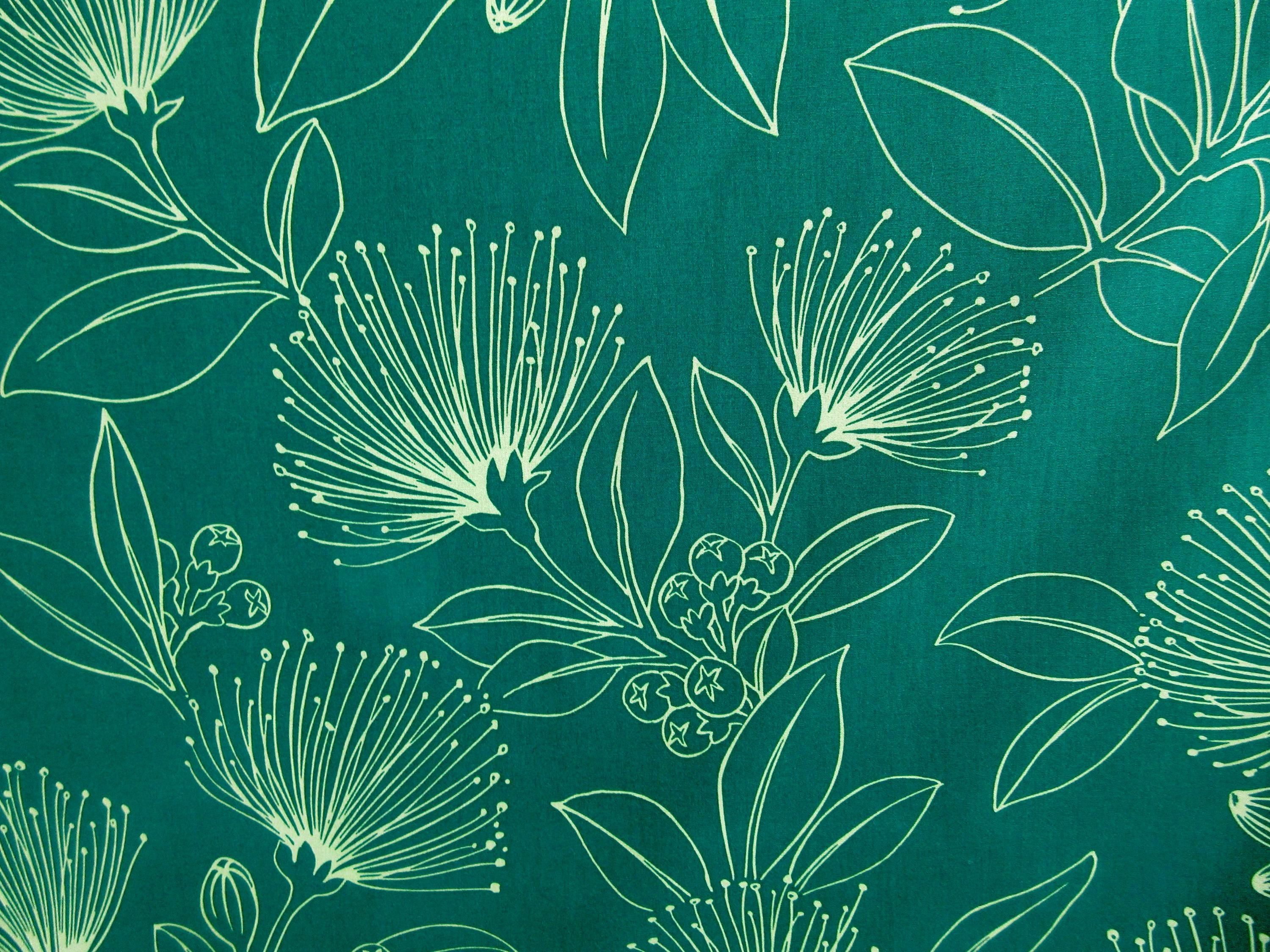 Fabric, Big Lehua Blooms on Avocado, Large Scale Tropical Hawaiian, By the Half and Full Yard