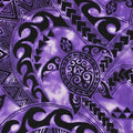 Turtle Fabric, Tattoo Sea Turtle in Purple, Hawaiian Polynesian Tapa Designs, By the Yard