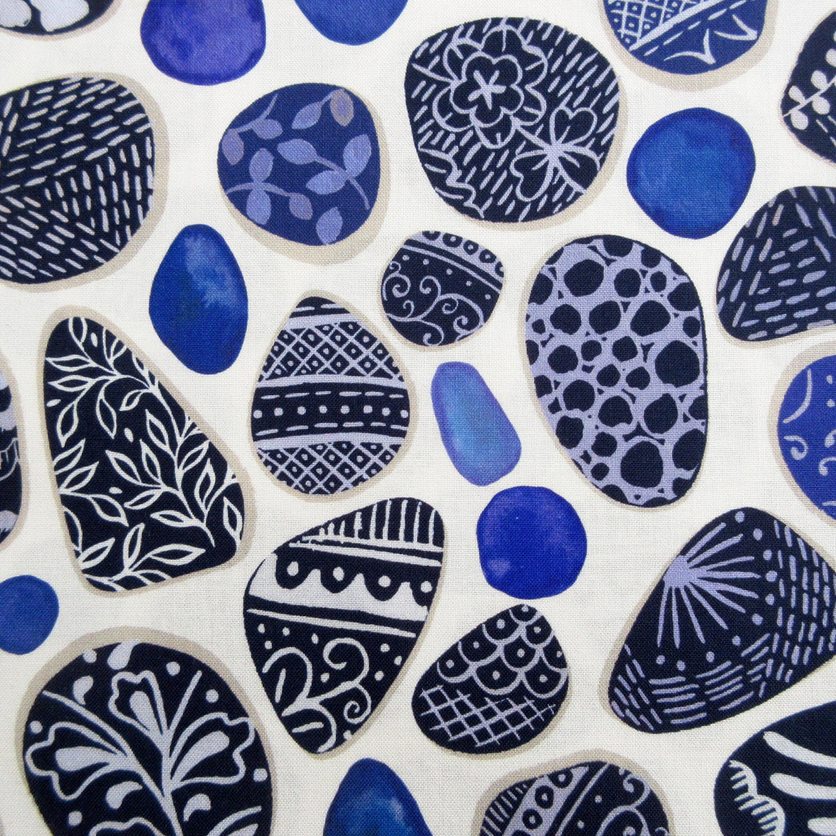 Fabric, Pottery Fragments on Cream, Porcelain and Sea Glass by Lewis and Irene, By the Half or Full Yard