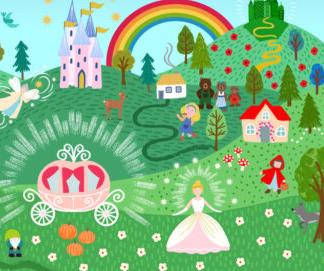 Border Fabric, Fairy Tales Double Edge Border by Lewis and Irene, By the Half or Full Yard