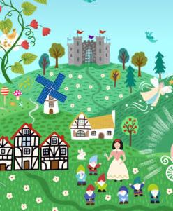 Border Fabric, Fairy Tales Double Edge Border by Lewis and Irene, By the Half or Full Yard