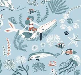 Mermaid Fabric, Feeling Nauti, Shell We Dance by Dear Stella, By the Half or Full Yard