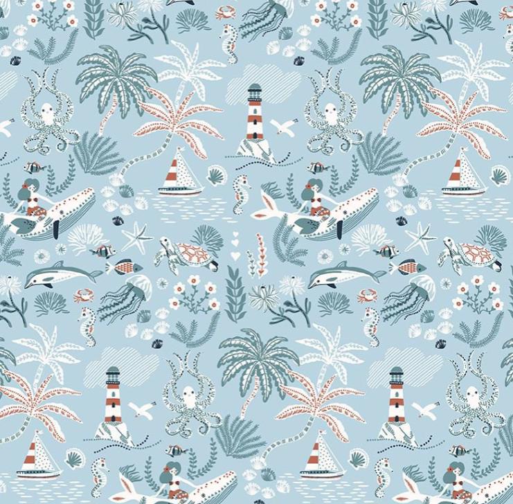 Mermaid Fabric, Feeling Nauti, Shell We Dance by Dear Stella, By the Half or Full Yard