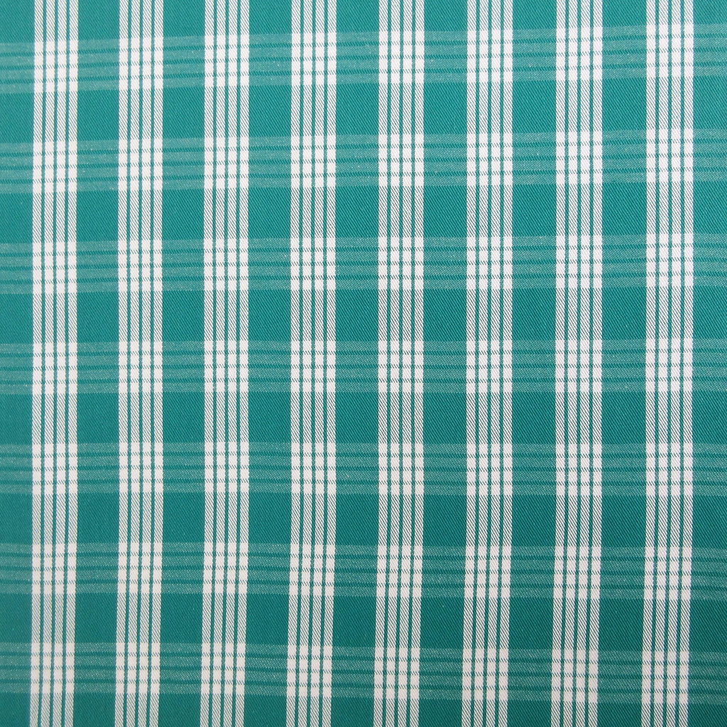 Fabric, Teal Yarn Dyed Palaka Hawaiian Plaid, 100% Cotton Woven, By the Half or Full Yard