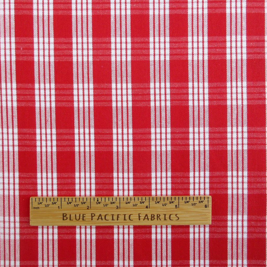 Fabric, Ruby Red Palaka, Yarn Dyed Hawaiian Plaid, 100% Cotton Woven, By the Half or Full Yard