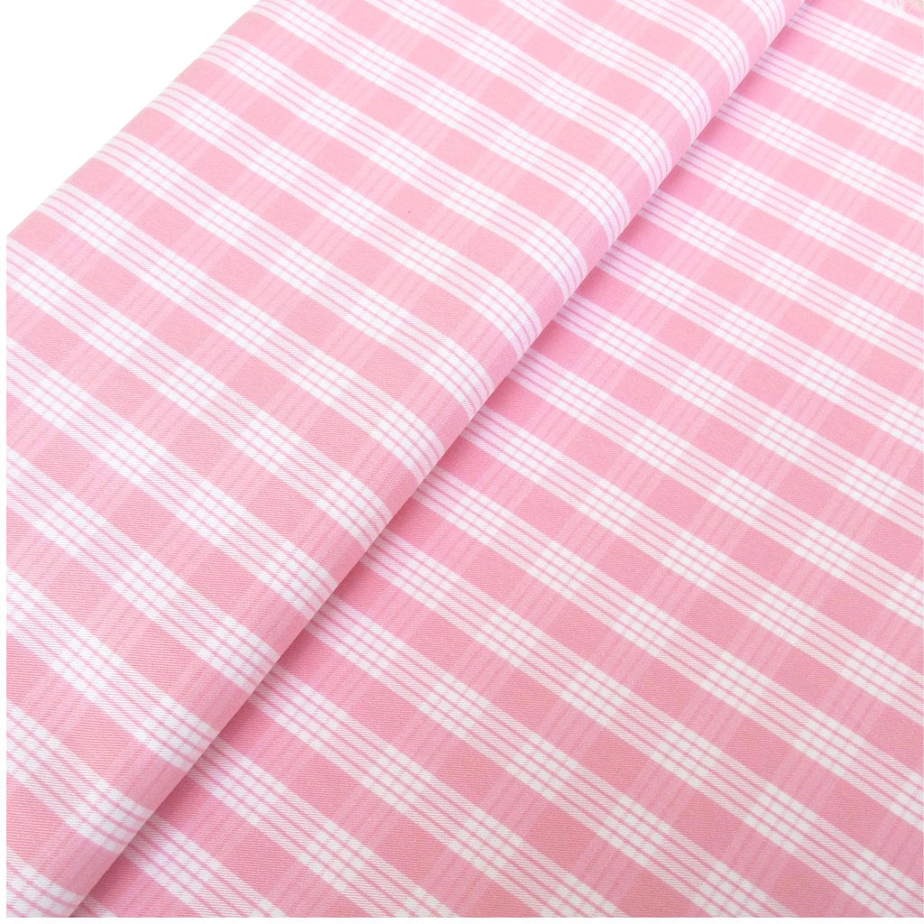 Fabric, Baby Pink Yarn Dyed Palaka Hawaiian Plaid, 100% Cotton Woven, By the Half or Full Yard