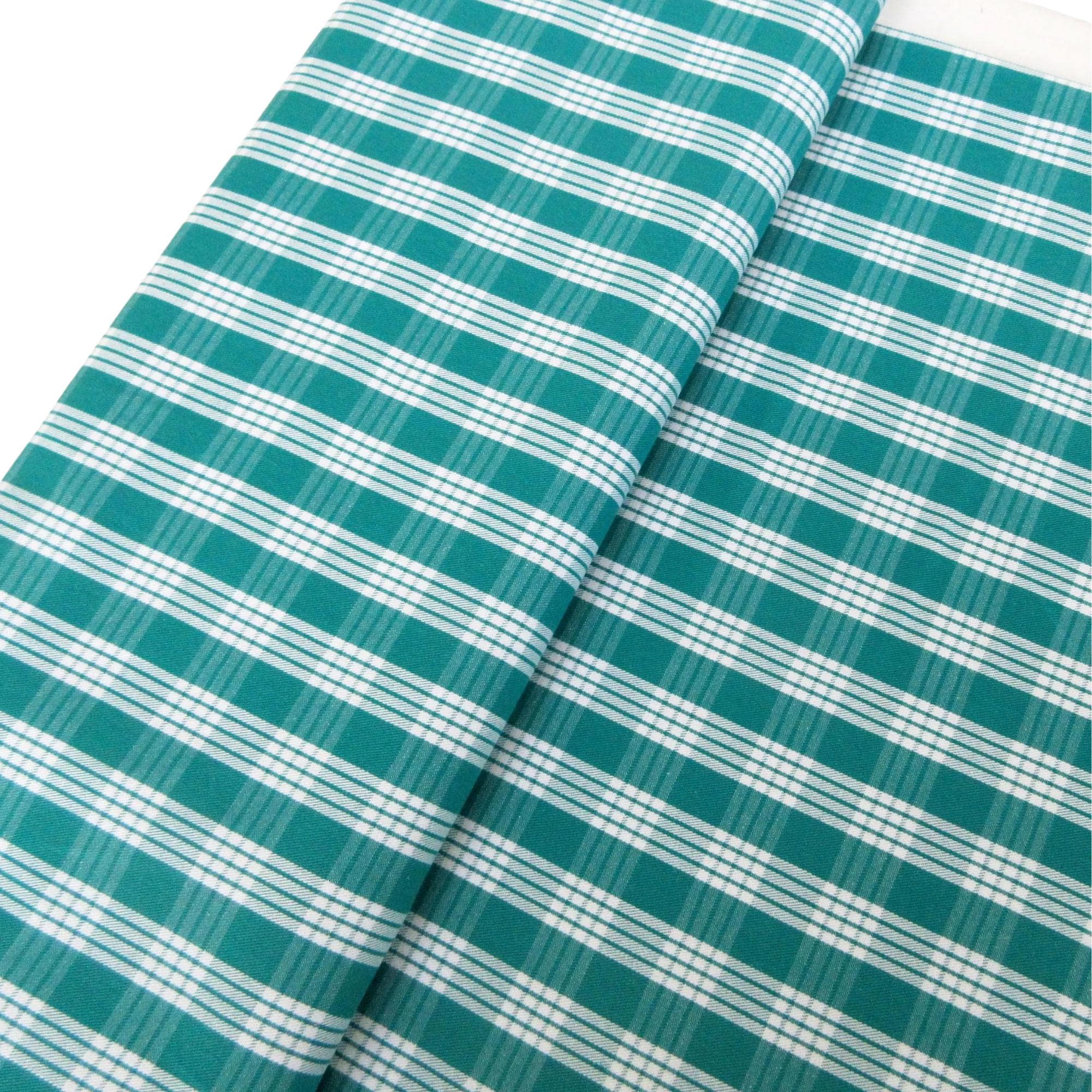 Fabric, Teal Yarn Dyed Palaka Hawaiian Plaid, 100% Cotton Woven, By the Half or Full Yard