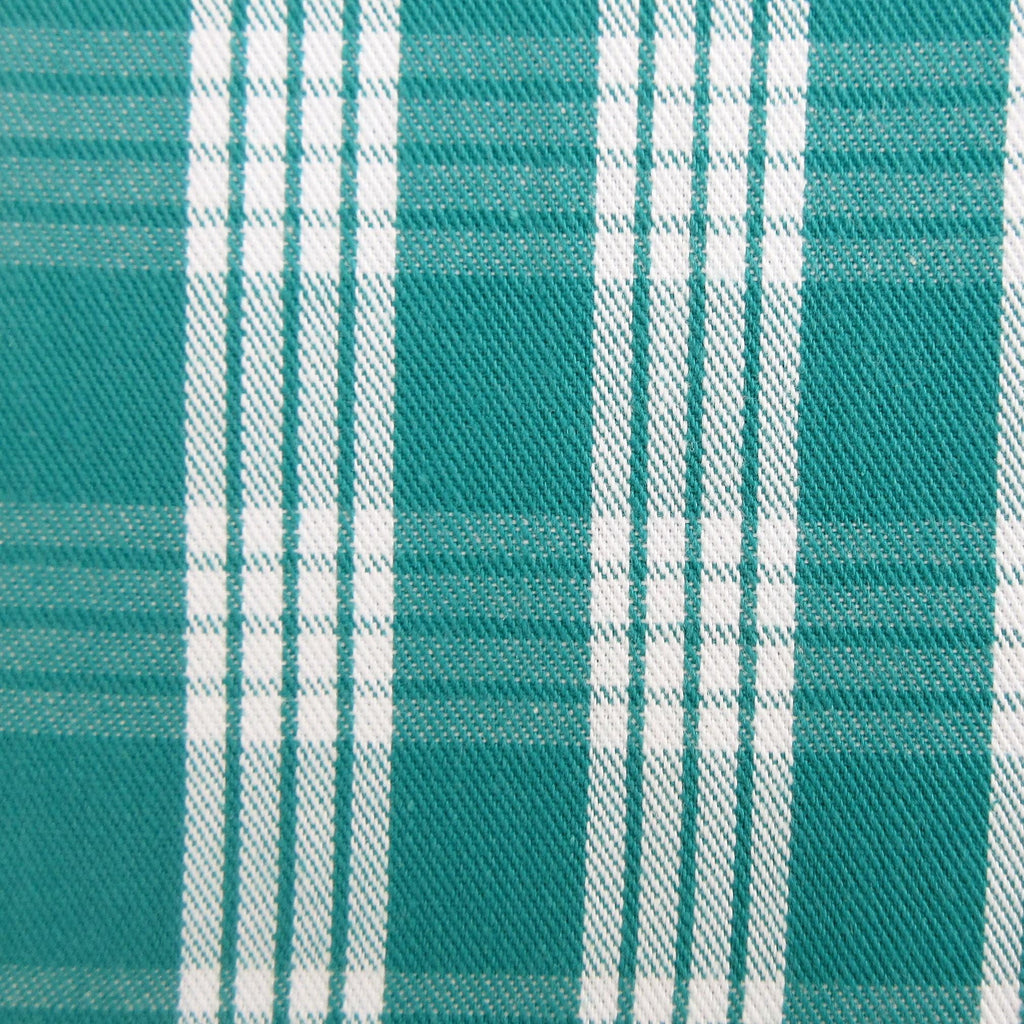 Fabric, Teal Yarn Dyed Palaka Hawaiian Plaid, 100% Cotton Woven, By the Half or Full Yard