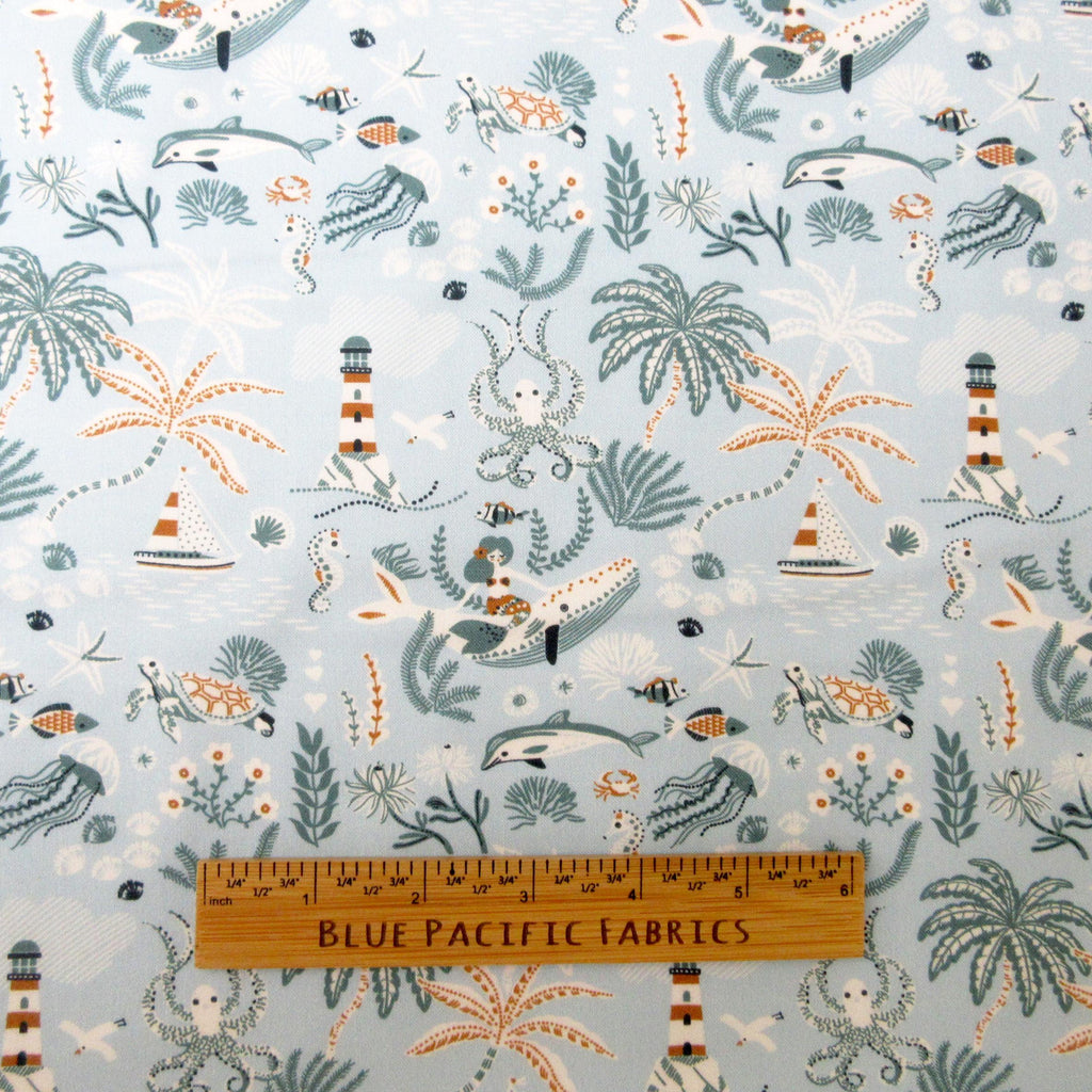 Mermaid Fabric, Feeling Nauti, Shell We Dance by Dear Stella, By the Half or Full Yard