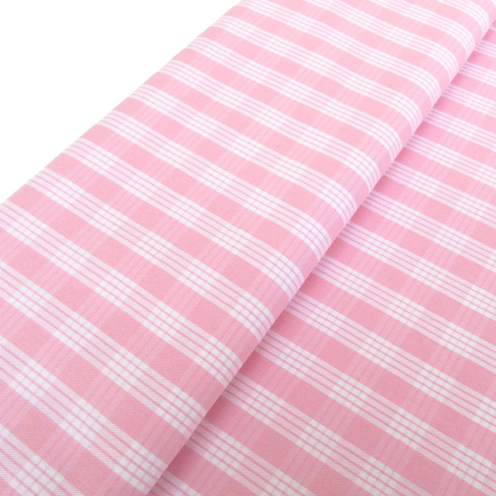 Fabric, Baby Pink Yarn Dyed Palaka Hawaiian Plaid, 100% Cotton Woven, By the Half or Full Yard