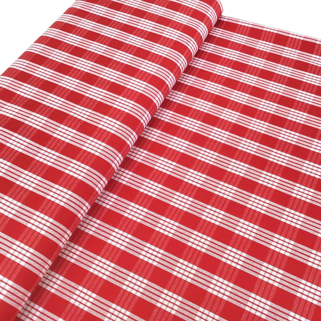 Fabric, Ruby Red Palaka, Yarn Dyed Hawaiian Plaid, 100% Cotton Woven, By the Half or Full Yard