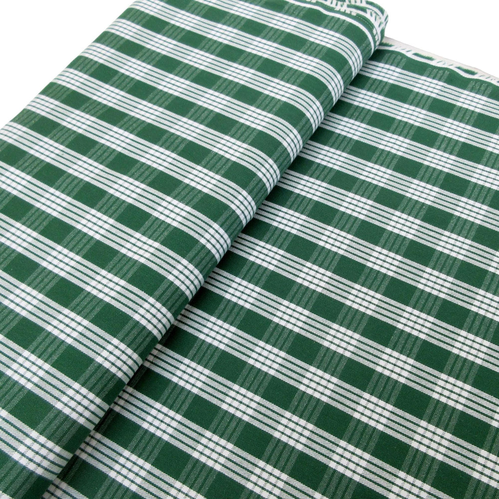 Fabric, Green UH Palaka Yarn Dyed Hawaiian Plaid, 100% Cotton Woven By the Half and Full Yard