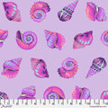 Tula Pink Lil Shelly Fabric, Floral Reef Collection, Seashell Ultraviolet, By the Half or Full Yard
