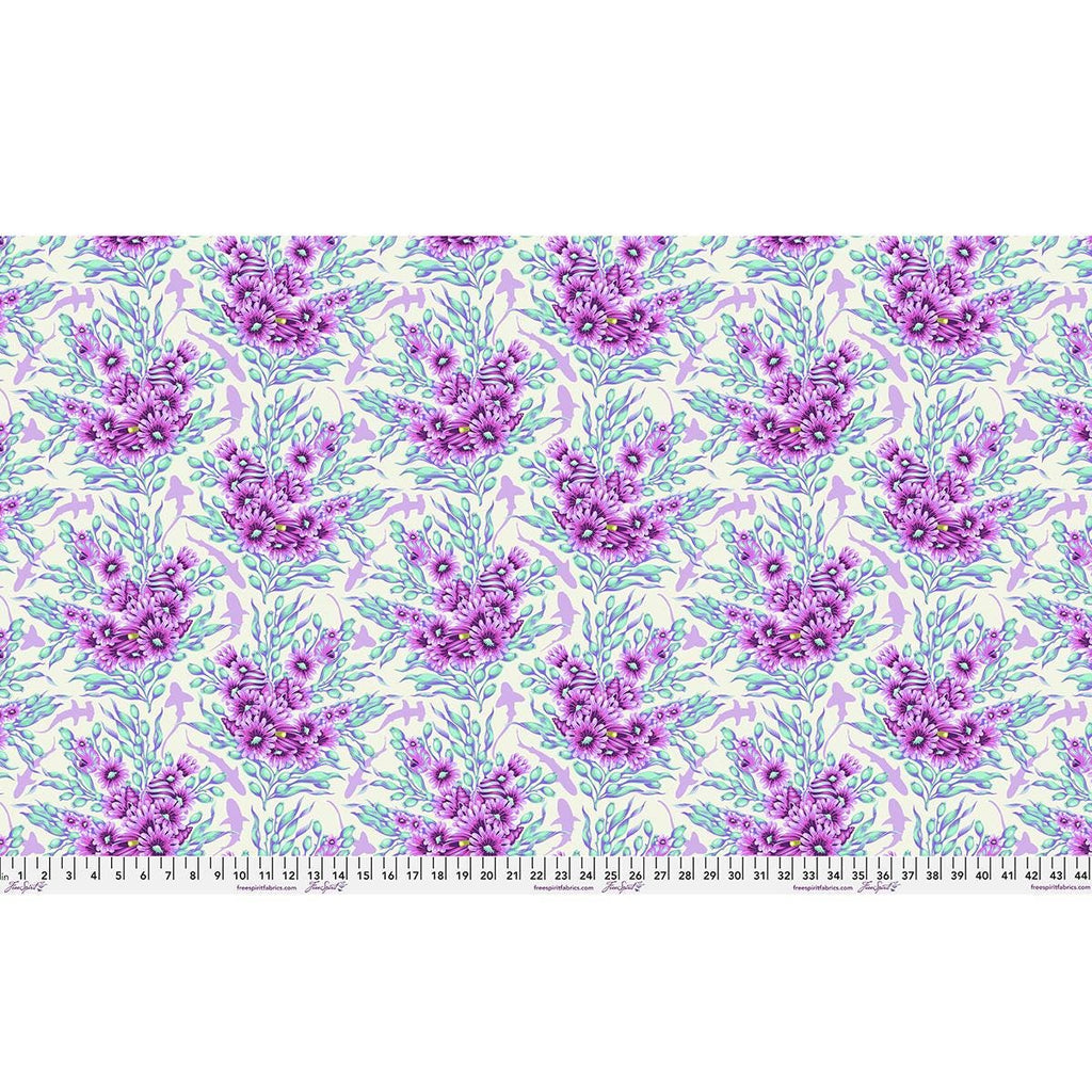 Tula Pink Fabric, Shadow Sharks Ultraviolet, Floral Reef Collection, By the Half or Full Yard
