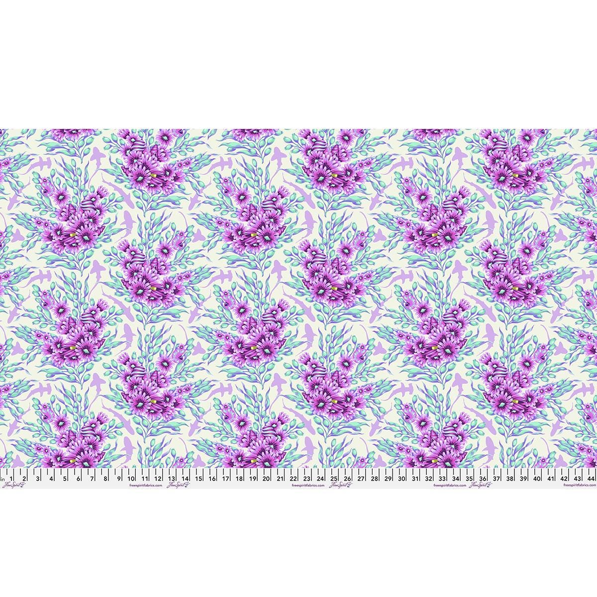 Tula Pink Fabric, Shadow Sharks Ultraviolet, Floral Reef Collection, By the Half or Full Yard