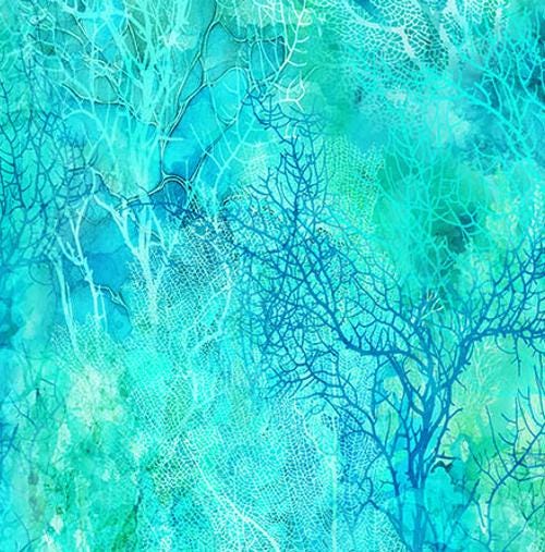 Ocean Fabric, Coral Texture, Coral Reef by Northcott Fabrics, By the Half or Full Yard