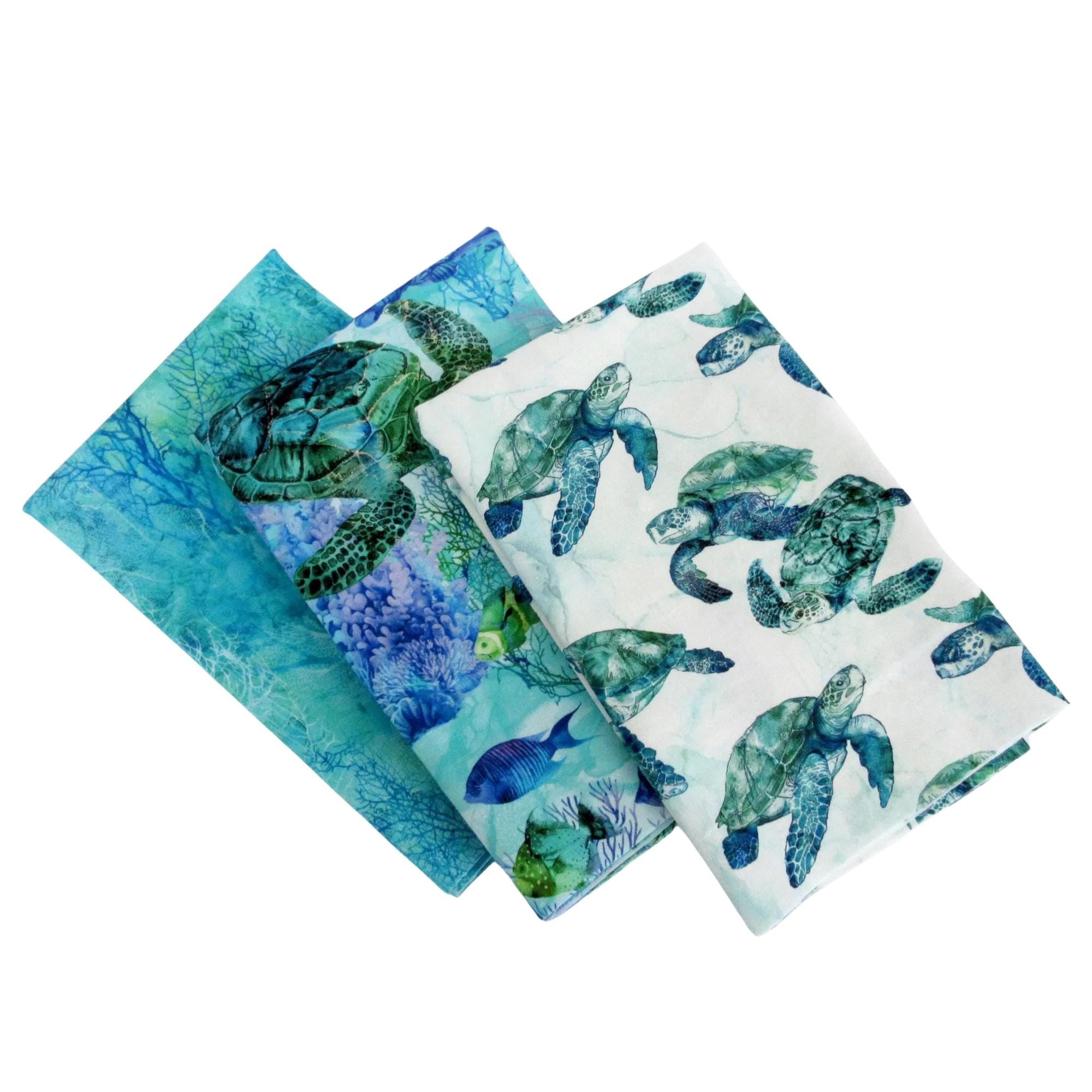 Fabric BUNDLE, Coral Reef Half Yard Bundle, Sea Turtle