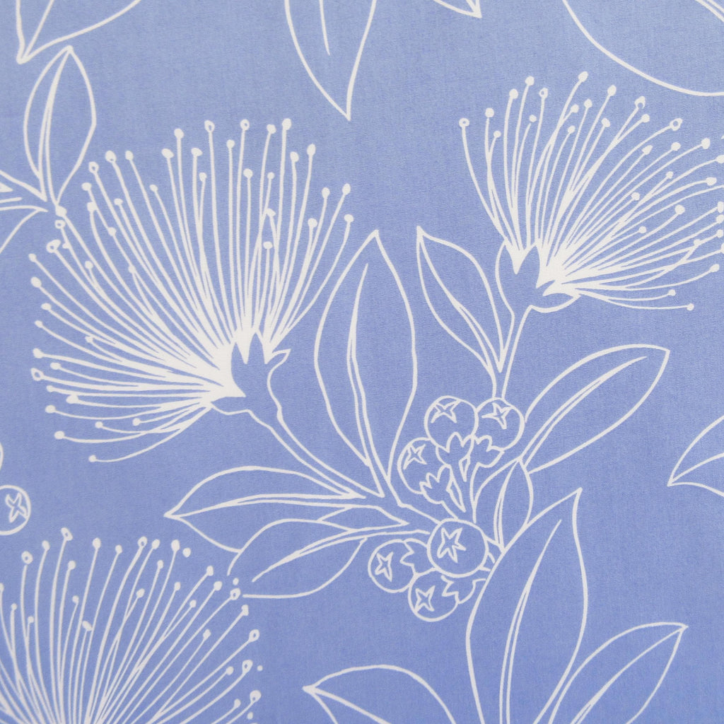 Fabric, Big Lehua Blooms on Periwinkle, Large Scale Tropical Hawaiian, By the Half or Full Yard