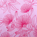 Fabric, Big Lehua Blooms on Pink, Large Scale Tropical Hawaiian, By the Half or Full Yard