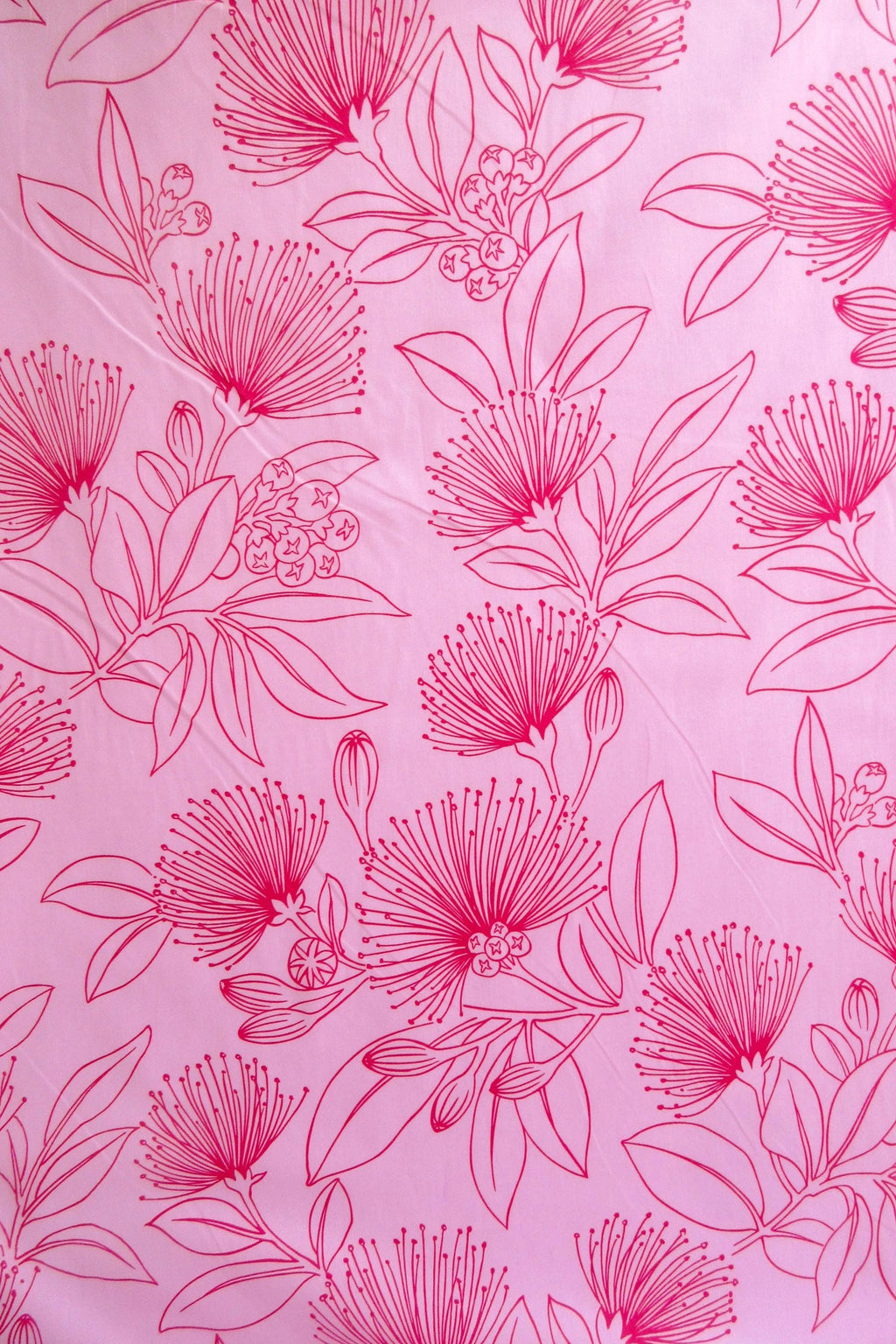 Fabric, Big Lehua Blooms on Pink, Large Scale Tropical Hawaiian, By the Half or Full Yard
