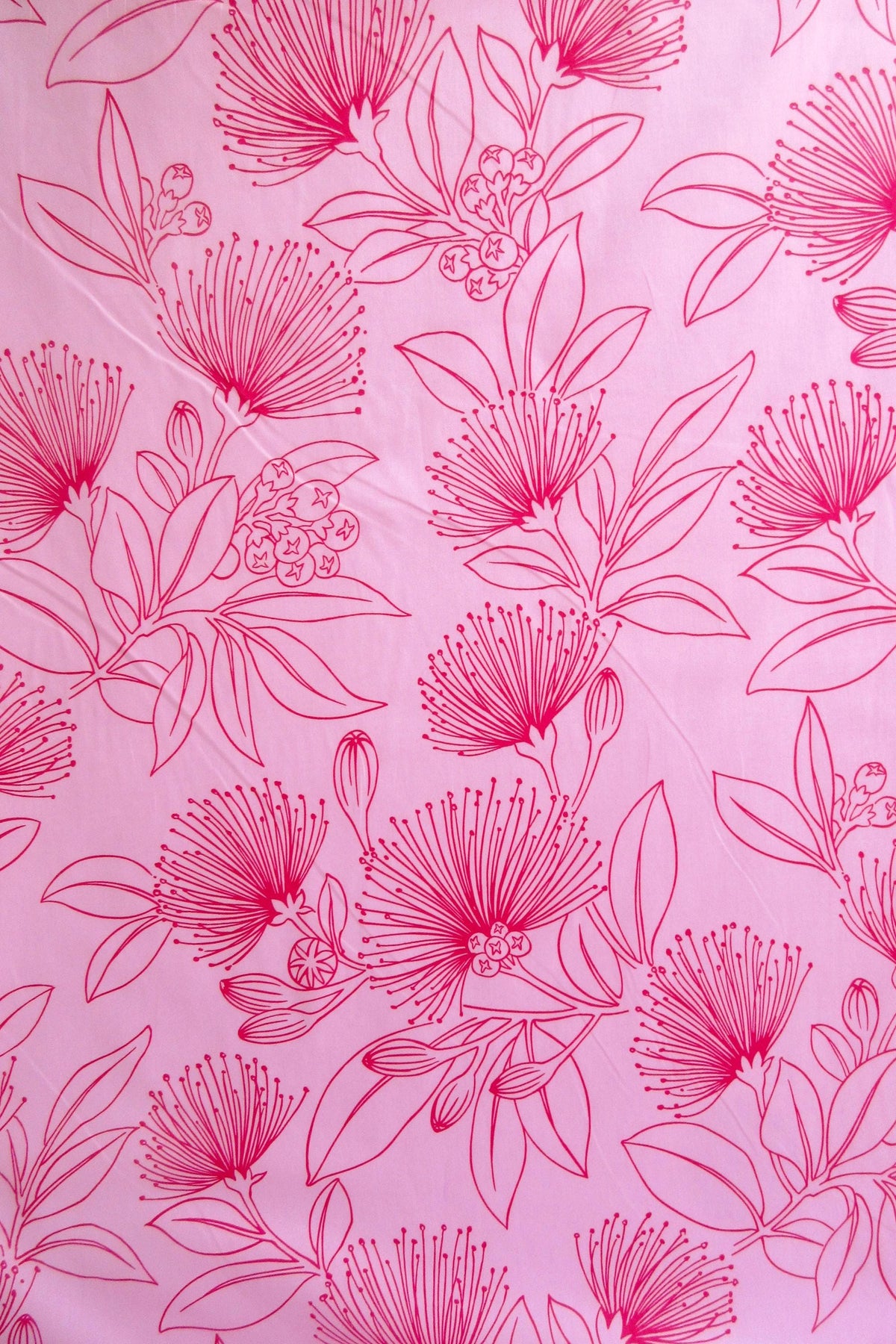 Fabric, Big Lehua Blooms on Pink, Large Scale Tropical Hawaiian, By the Half or Full Yard