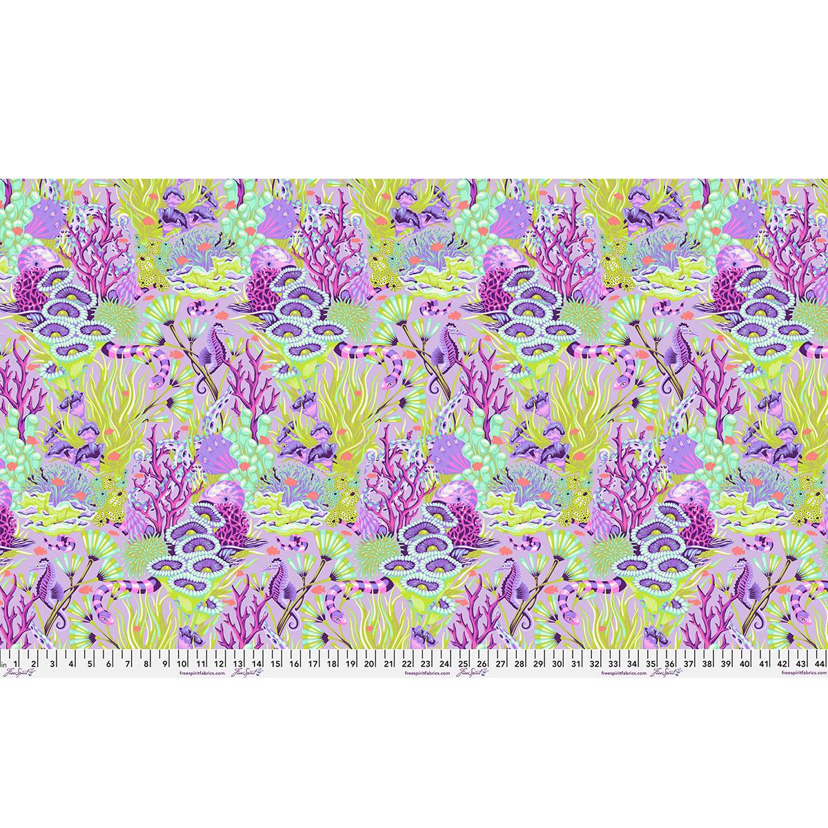 Tula Pink Fabric, Reef What you Sew Ultraviolet, Floral Reef, By the Half or Full Yard