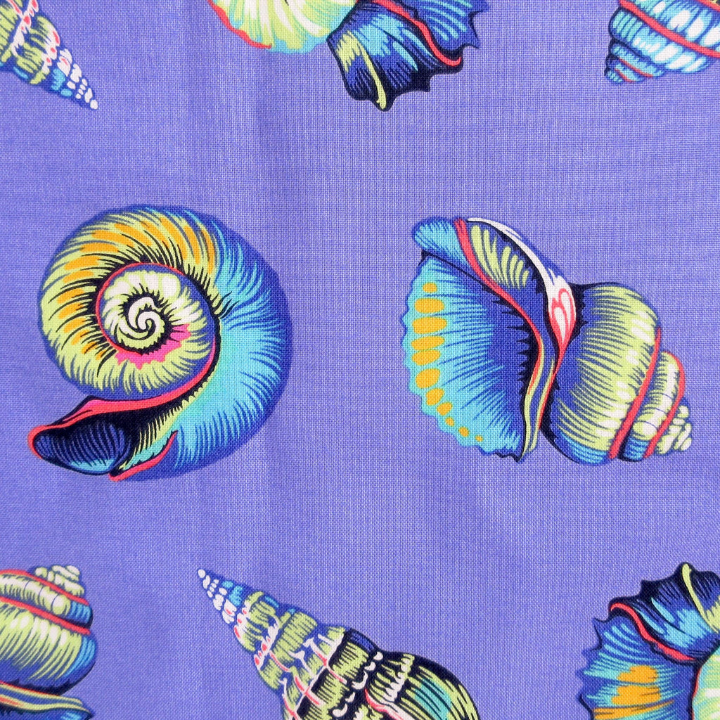 Shell Fabric, Lil Shelly in Marine,Tula Pink Floral Reef, By the Half or Full Yard