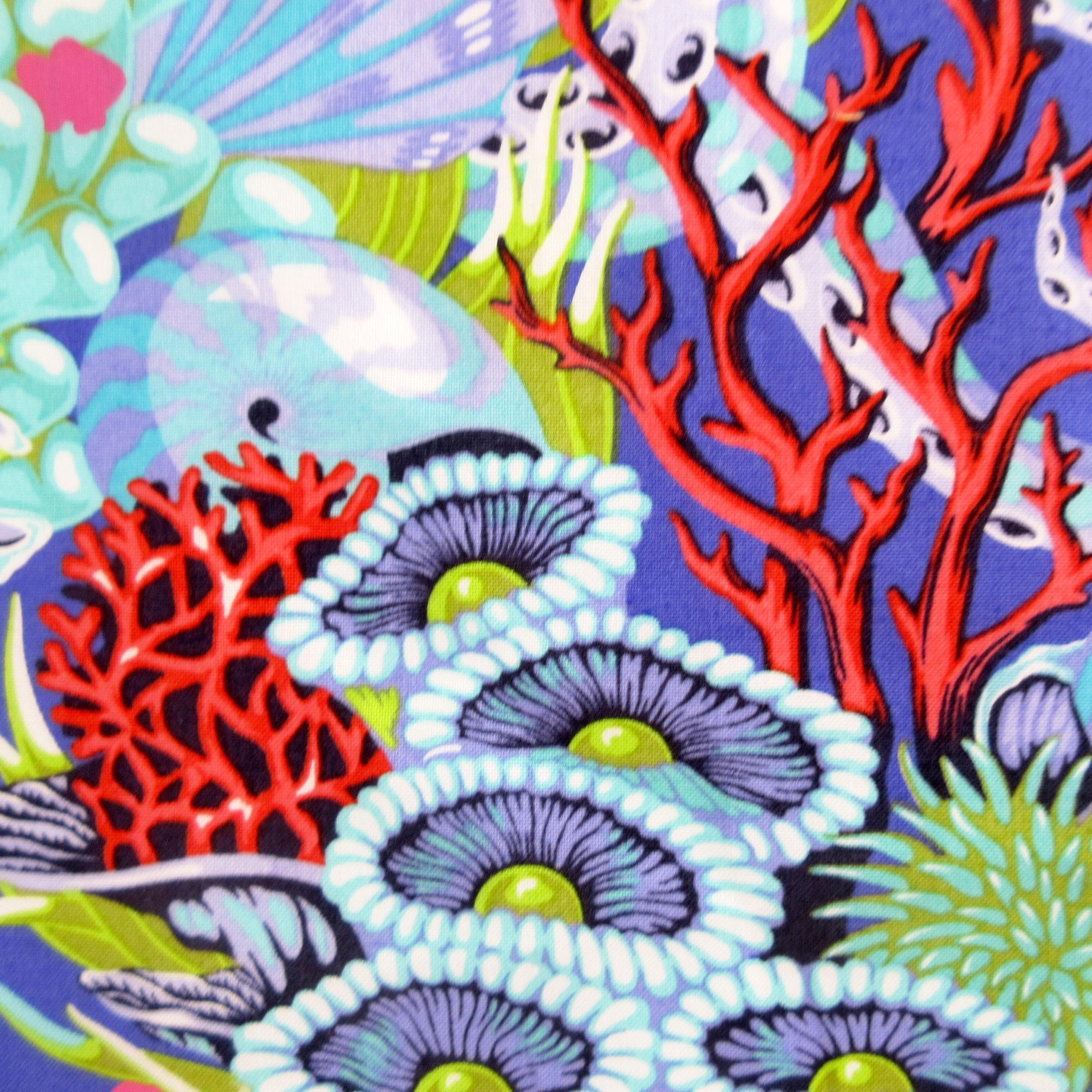Tula Pink Fabric, Reef What you Sew in Marine, Floral Reef, By the Half or Full Yard