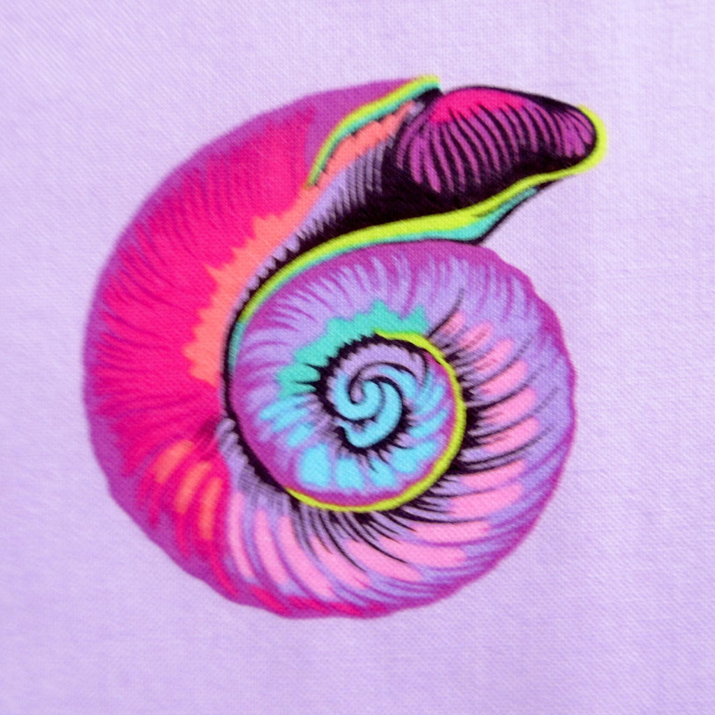 Tula Pink Lil Shelly Fabric, Floral Reef Collection, Seashell Ultraviolet, By the Half or Full Yard
