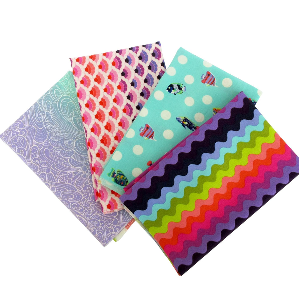 Fabric BUNDLE, Tula Pink Floral Reef Half Yard Bundle, Blender Coordinates