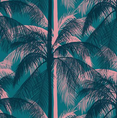 Tropical Fabric, Palm Trees on Storytime Blue, Poolside Too by Ruby Star Society, By the Half or Full Yard