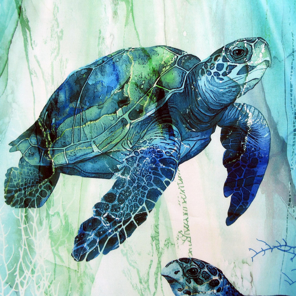 Sea Turtle Panel Fabric, Coral Reef by Northcott Fabrics, 28 x 43 Inch, By the Panel