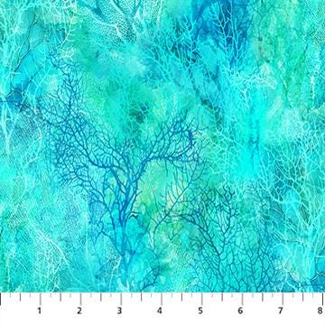Ocean Fabric, Coral Texture, Coral Reef by Northcott Fabrics, By the Half or Full Yard