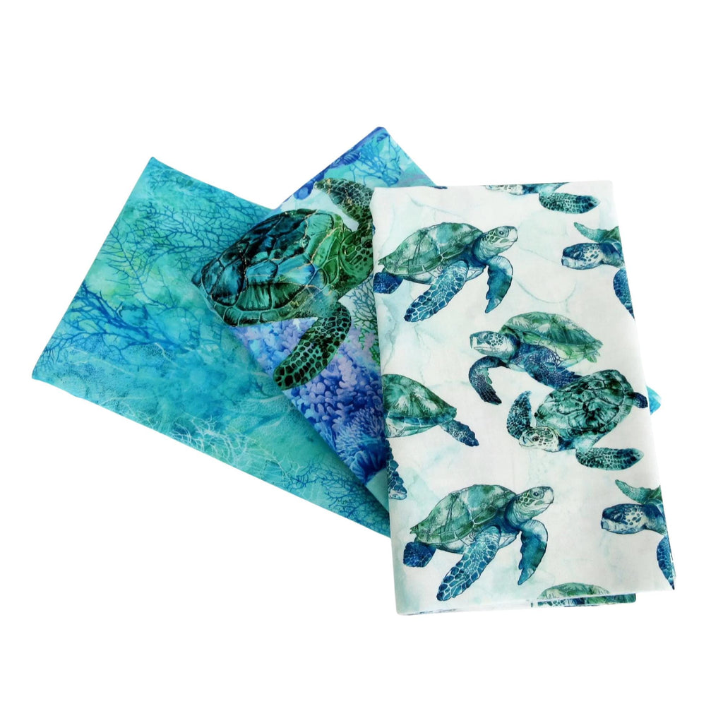 Fabric BUNDLE, Coral Reef Half Yard Bundle, Sea Turtle