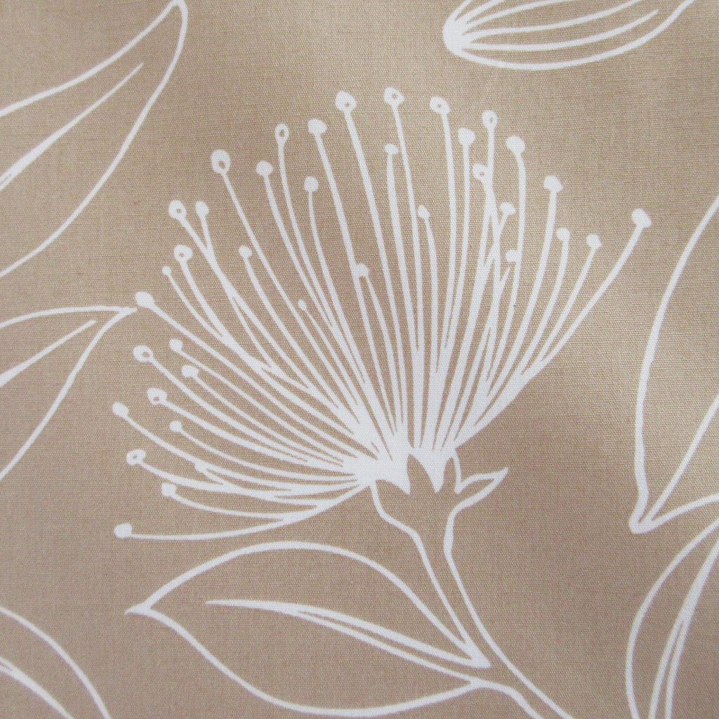 Fabric, Big Lehua Blooms on Tan, Large Scale Tropical Hawaiian, By the Half or Full Yard