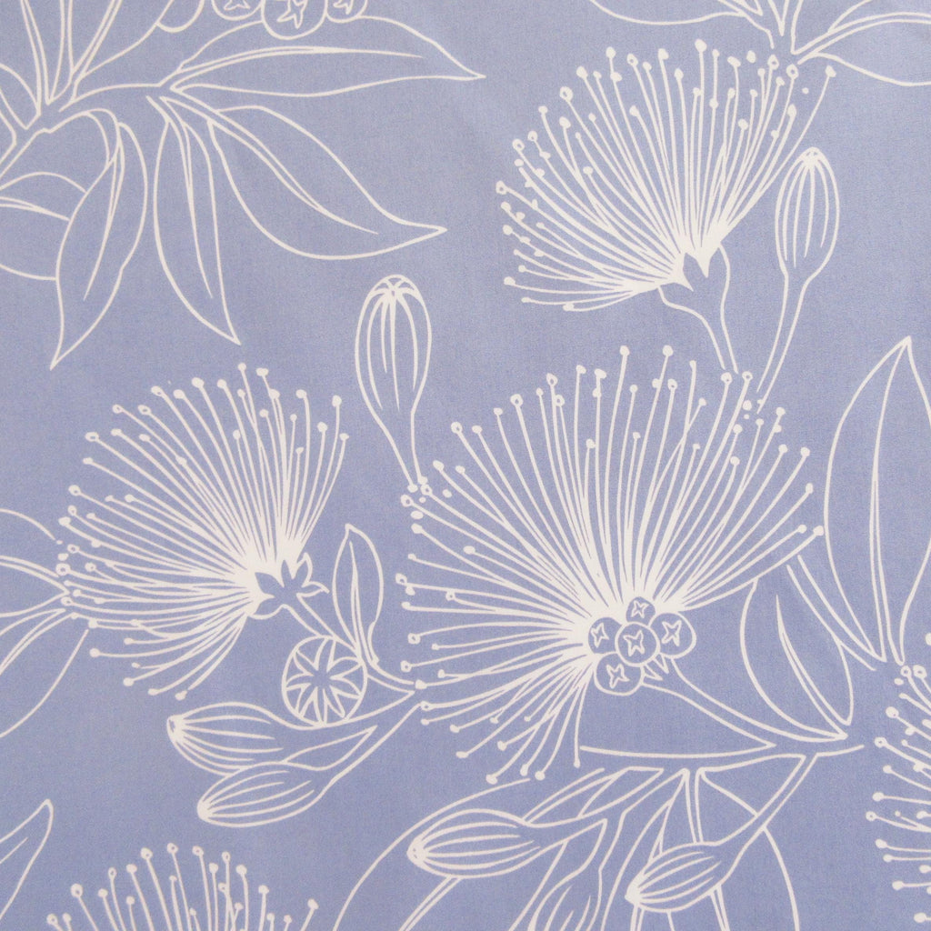 Fabric, Big Lehua Blooms on Periwinkle, Large Scale Tropical Hawaiian, By the Half or Full Yard
