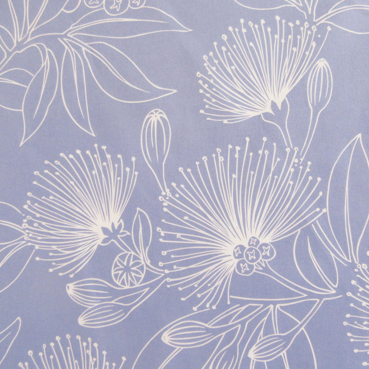Fabric, Big Lehua Blooms on Periwinkle, Large Scale Tropical Hawaiian, By the Half or Full Yard