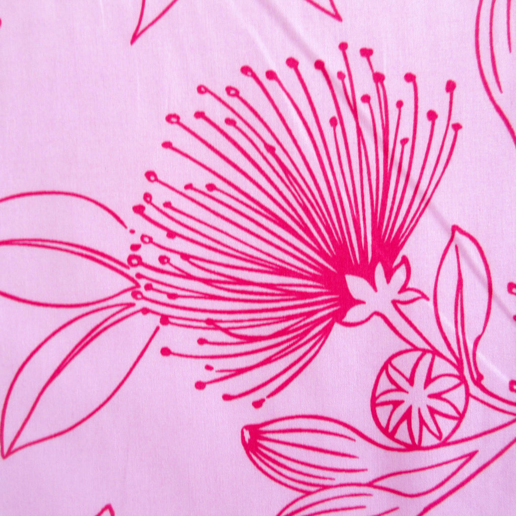 Fabric, Big Lehua Blooms on Pink, Large Scale Tropical Hawaiian, By the Half or Full Yard
