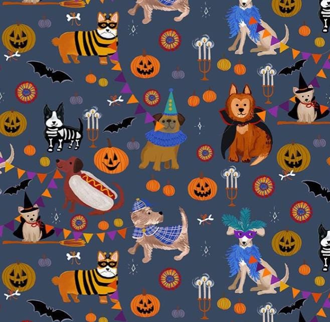 Dog Fabric, Howloween by Dear Stella, By the Half or Full Yard