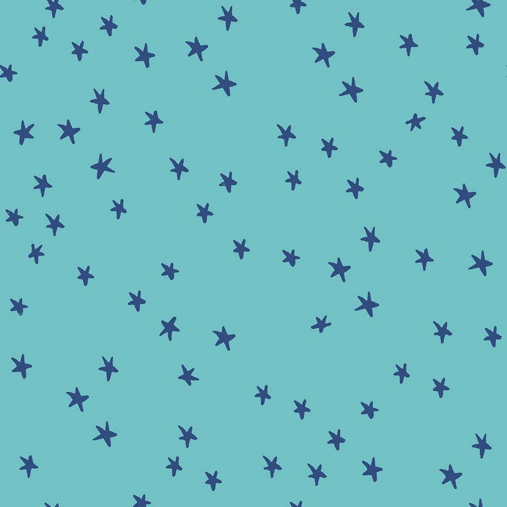 Star Fabric, Starry on Turquoise by Ruby Star Society, By the Half or Full Yard