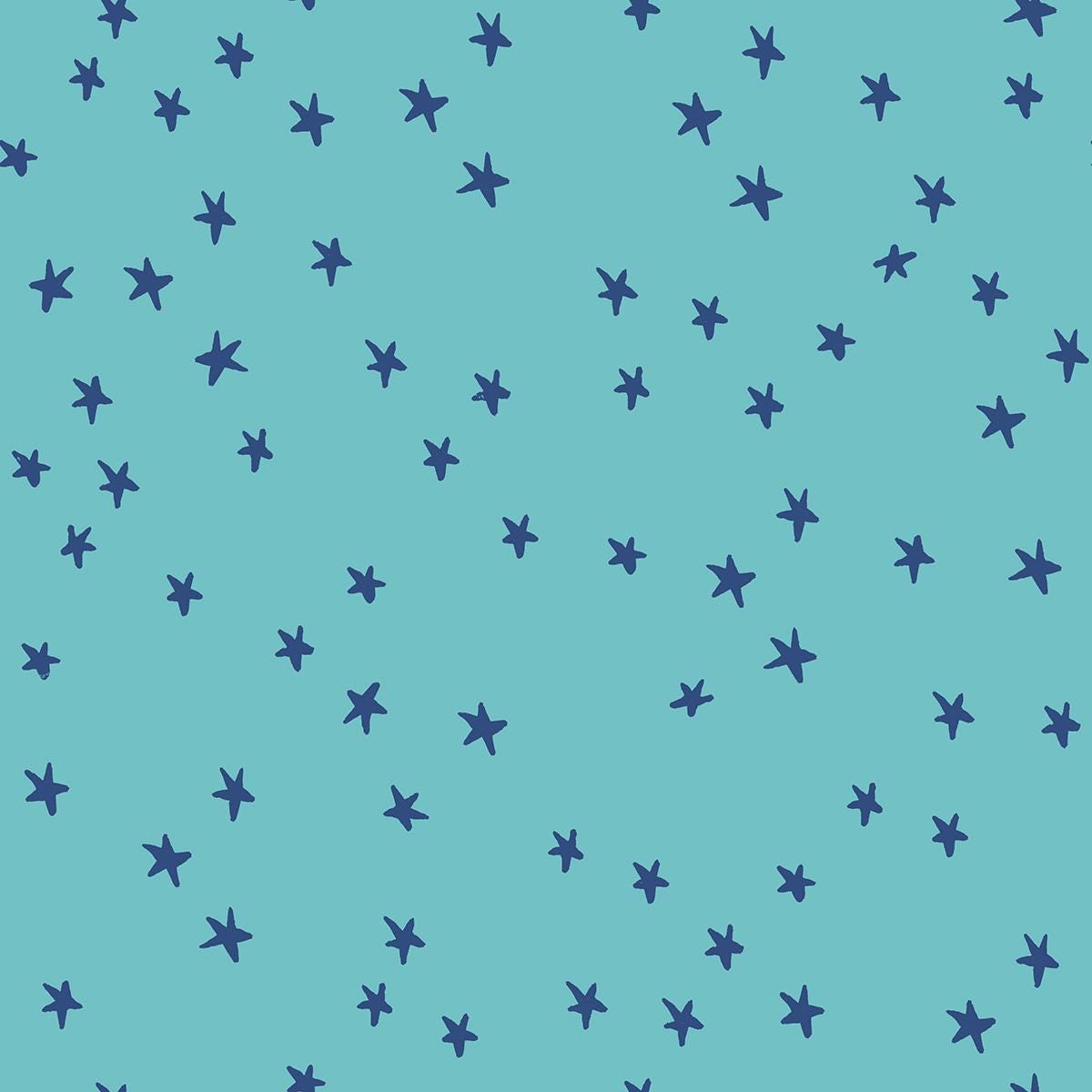 Star Fabric, Starry on Turquoise by Ruby Star Society, By the Half or Full Yard